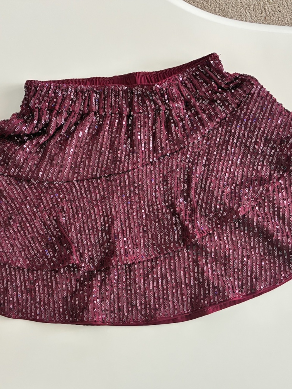Abercrombie Kids Burgundy Sequin Tiered Skort